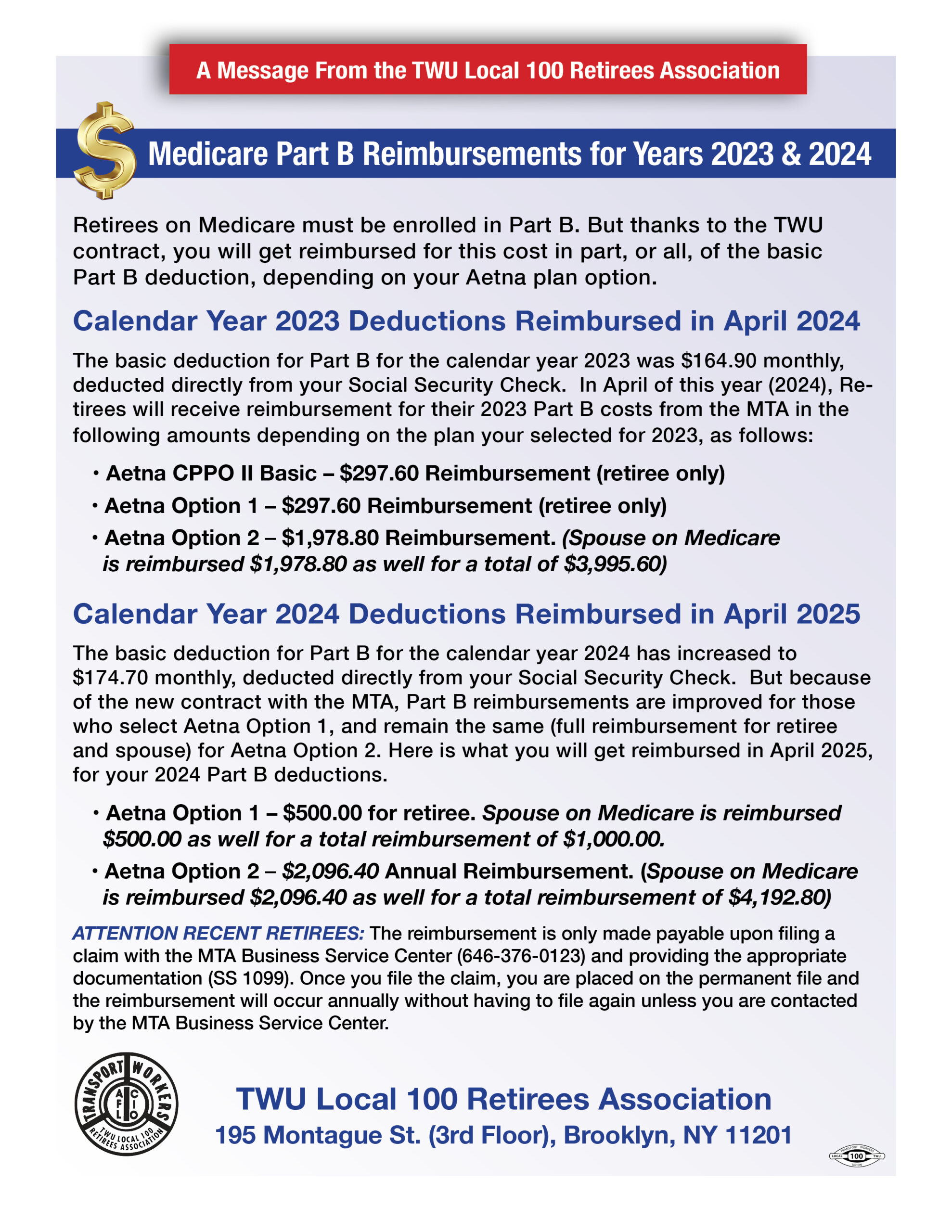 new york state medicare part b reimbursement